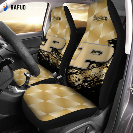 NCAA Purdue Boilermakers Gold Black Car Seat Covers For Fan Gifts (Set 2pcs) V2 - Bafud