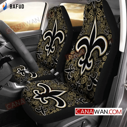 New Orleans Saints Logo Pattern v101 Universal Fit Car Seat Covers For Fan Gifts Gift For Fan - Bafud
