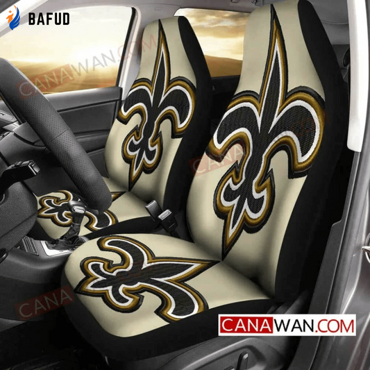 New Orleans Saints Logo Pattern v75 Universal Fit Car Seat Covers For Fan Gifts Gift For Fan - Bafud