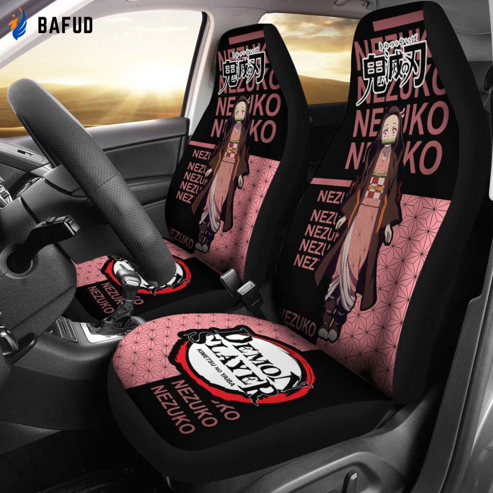Nezuko Demon Slayer Car Seat Covers For Fan Gifts Gifts Custom Anime Car Accessories - Bafud