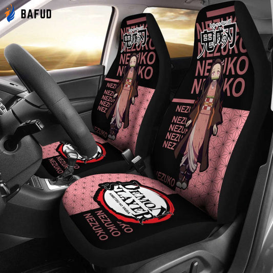 Nezuko Demon Slayer Car Seat Covers For Fan Gifts Gifts Custom Anime Car Accessories - Bafud