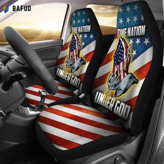 One Nation Under God American Flag Car Seat Covers For Fan Gifts MN05 - Bafud