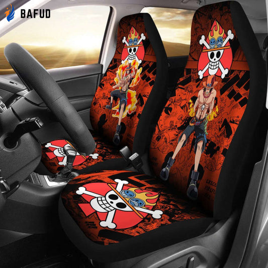One Piece Manga Mixed Anime Ace Car Seat Covers For Fan Gifts - Bafud
