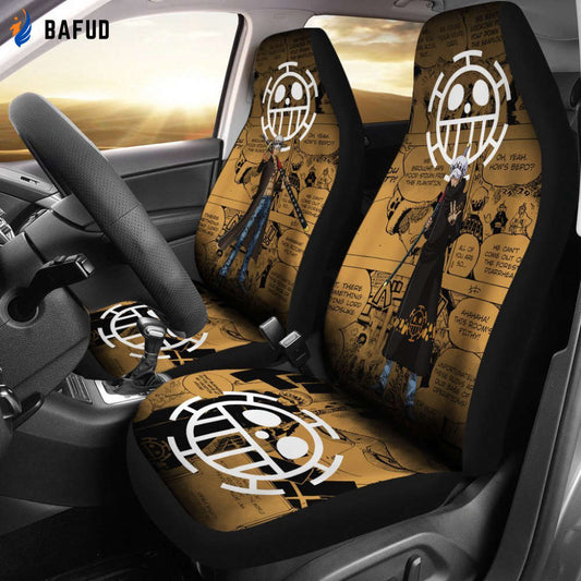 One Piece Manga Mixed Anime Law Car Seat Covers For Fan Gifts - Bafud