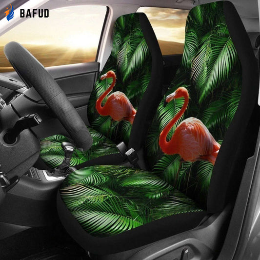 Orange Flamingo Car Seat Covers For Fan Gifts - Bafud
