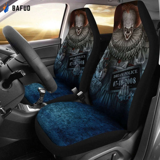 Pennywise IT Car Seat Covers For Fan Gifts Custom Horror Police Wanted Car Decoration - Bafud