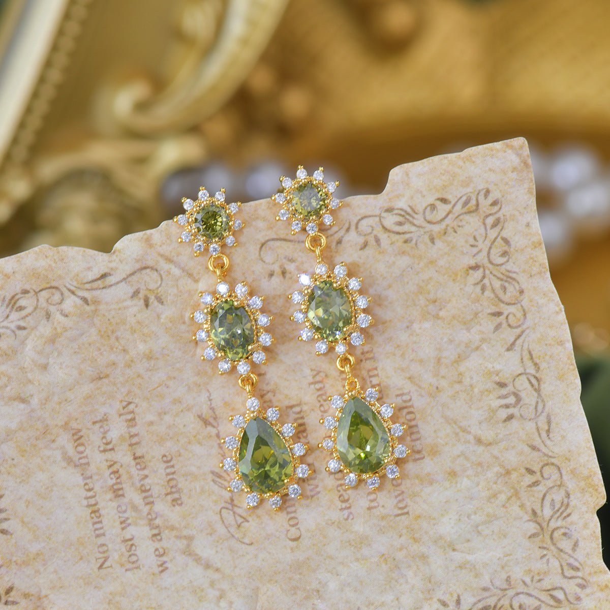 Peridot Baroque Drop Earrings