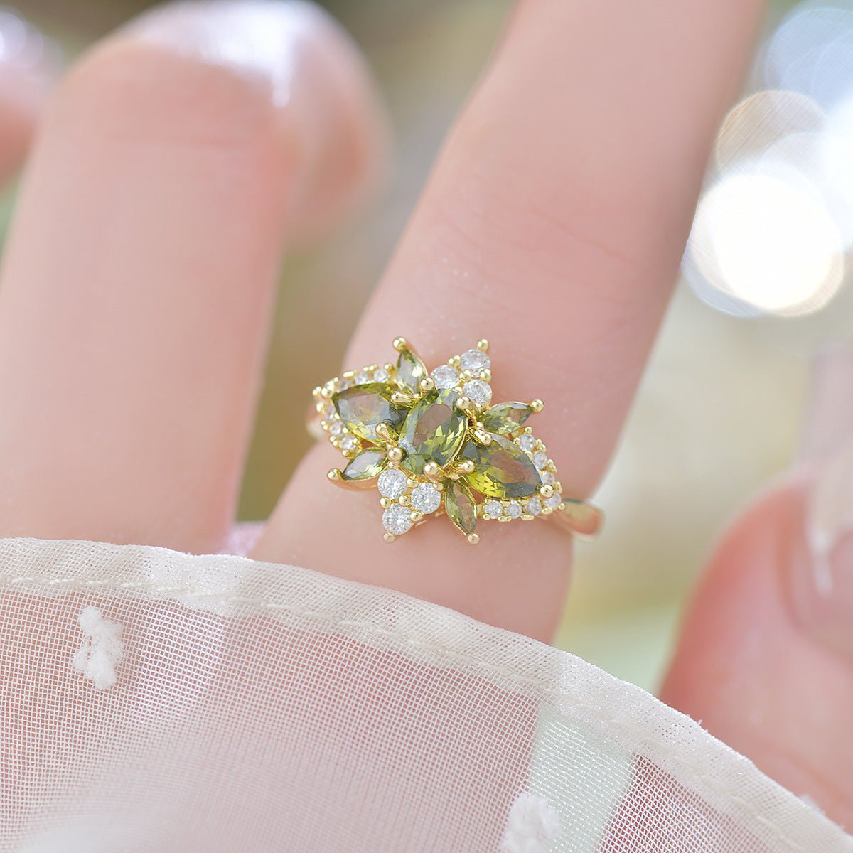 Peridot Blossom Ring