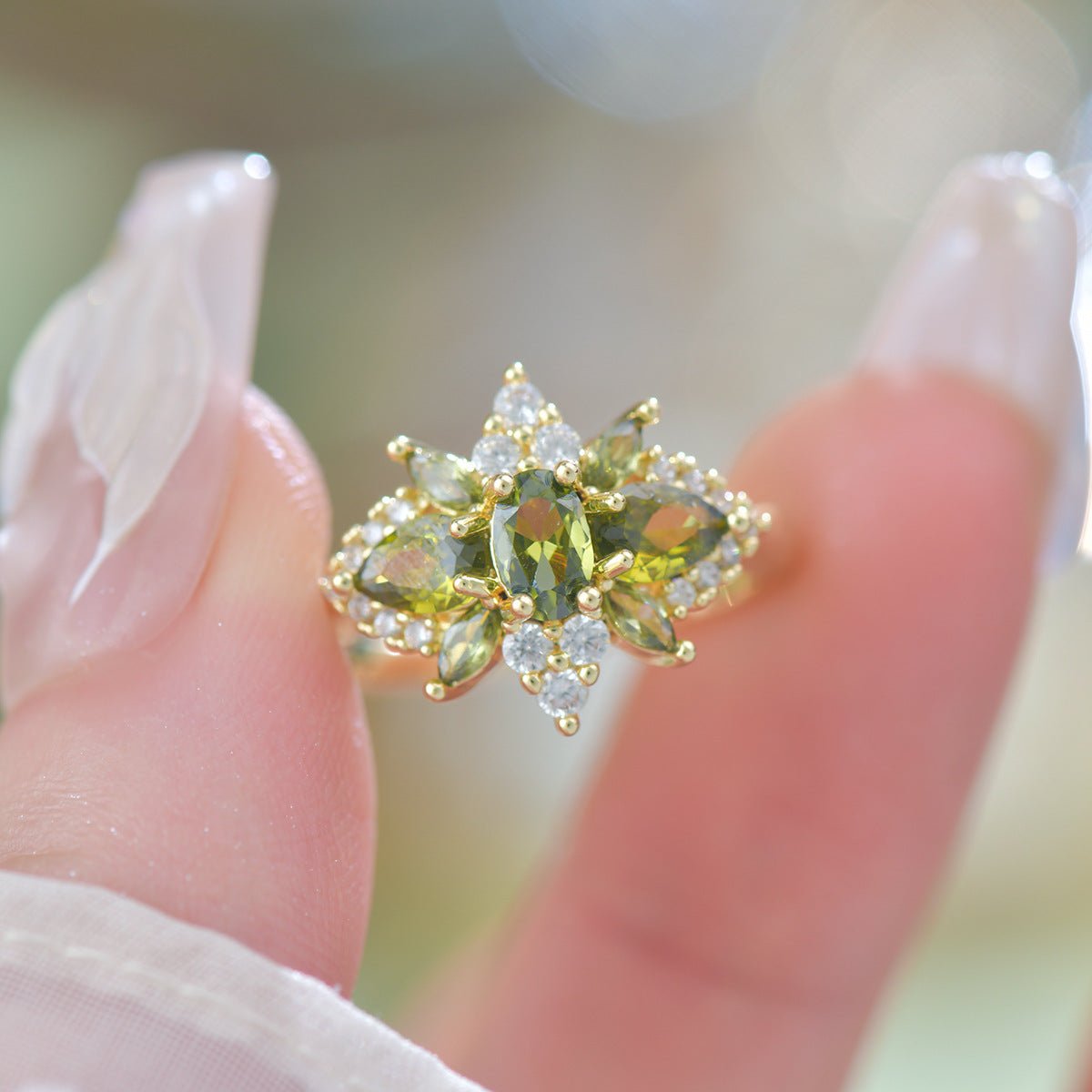 Peridot Blossom Ring