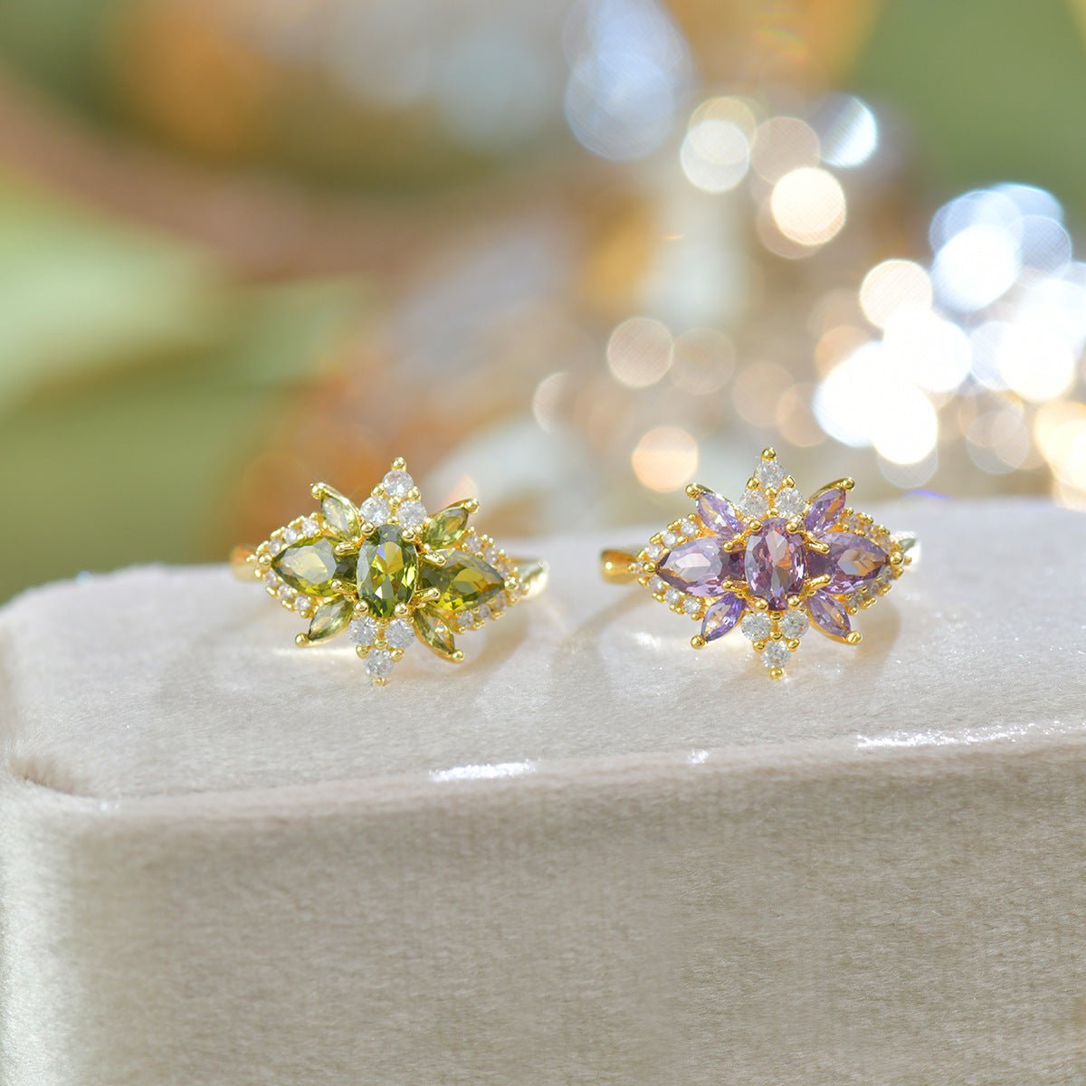 Peridot Blossom Ring