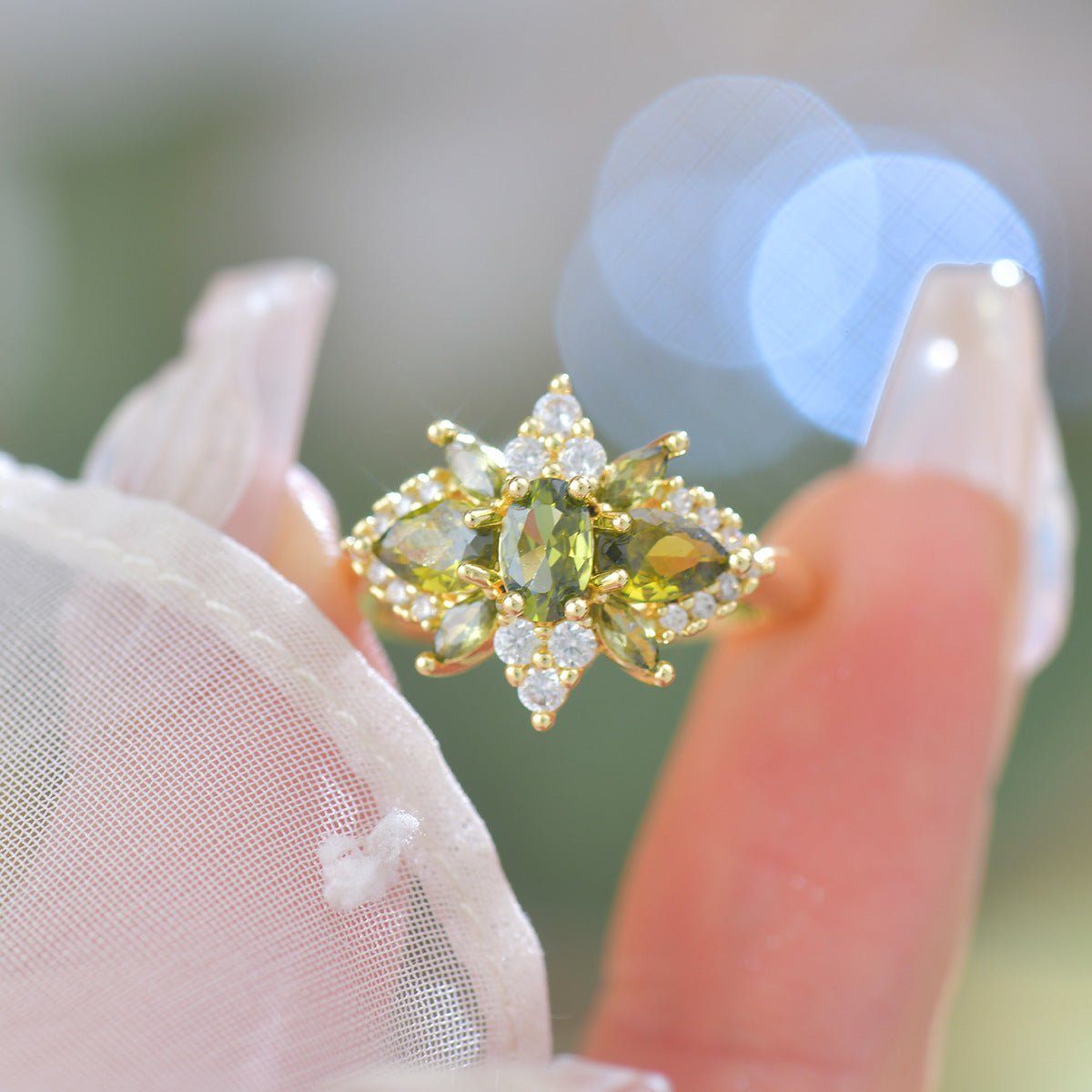 Peridot Blossom Ring