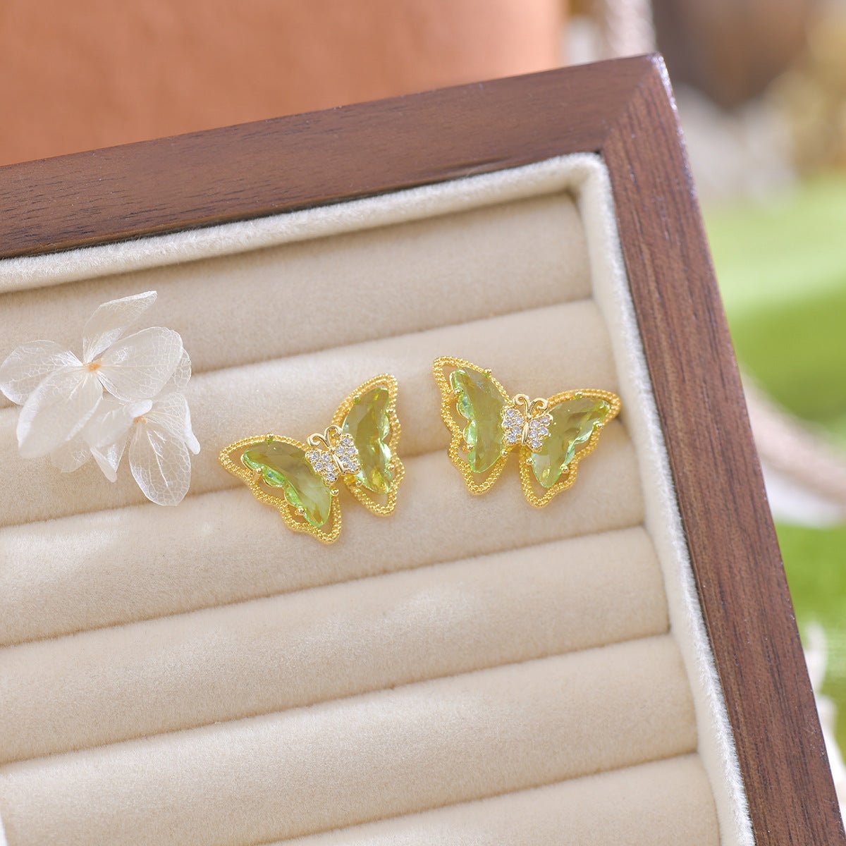 Peridot Butterfly Earrings