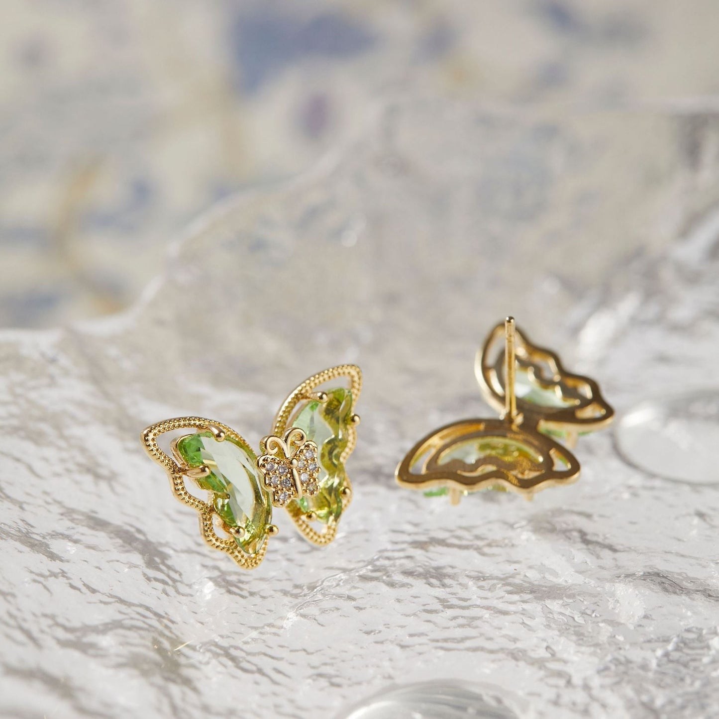 Peridot Butterfly Earrings