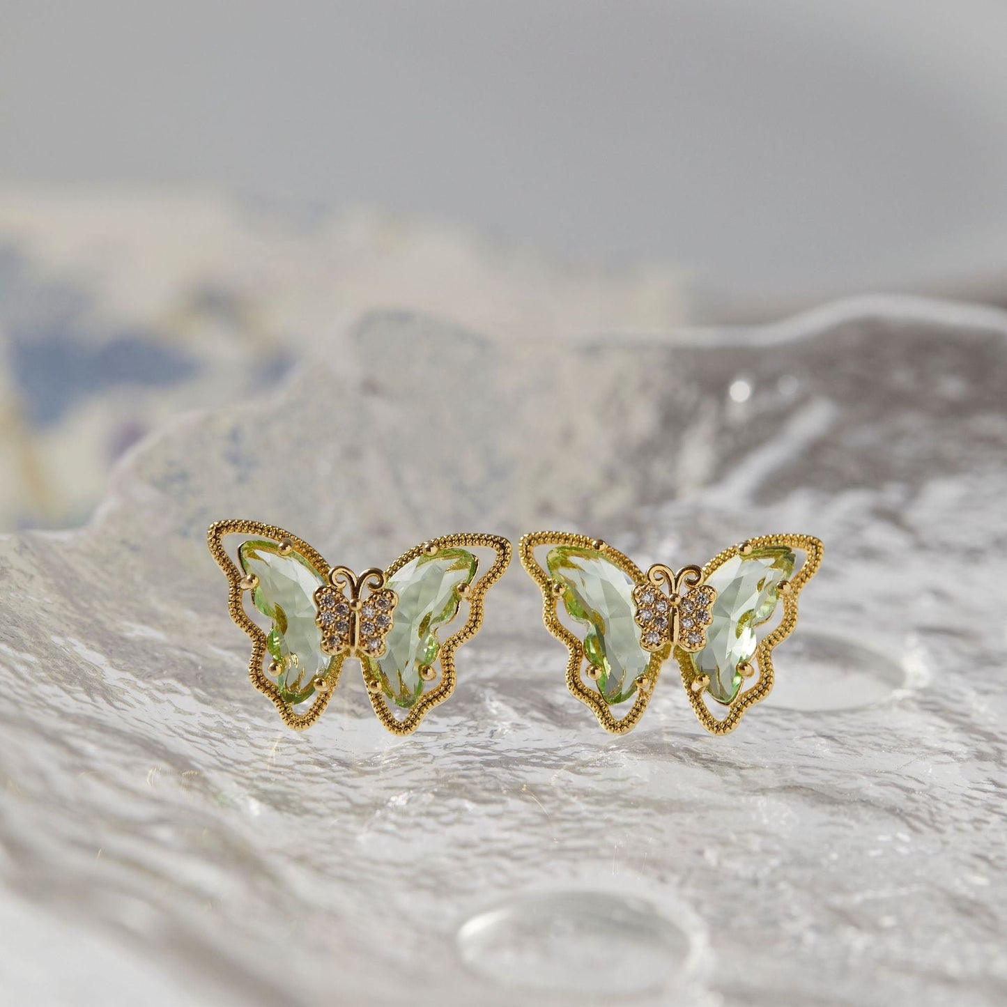 Peridot Butterfly Earrings