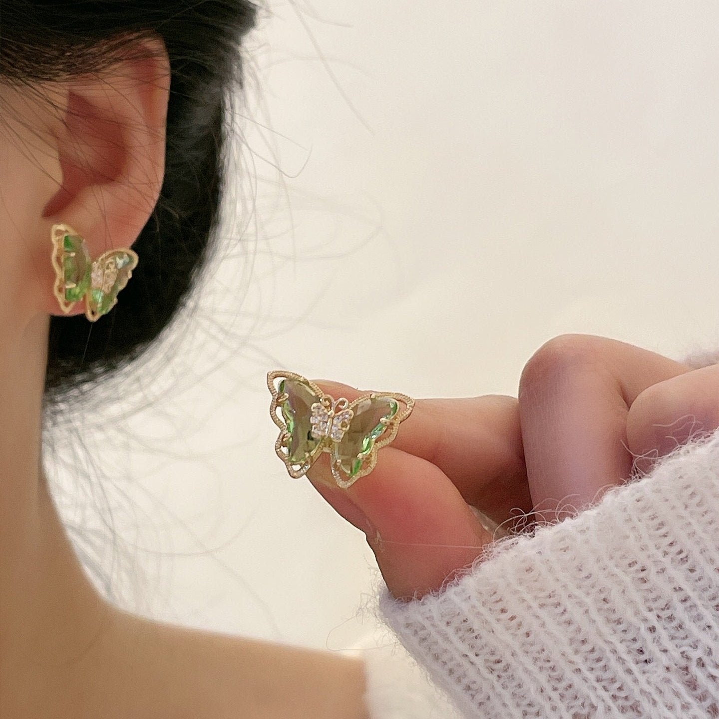 Peridot Butterfly Earrings