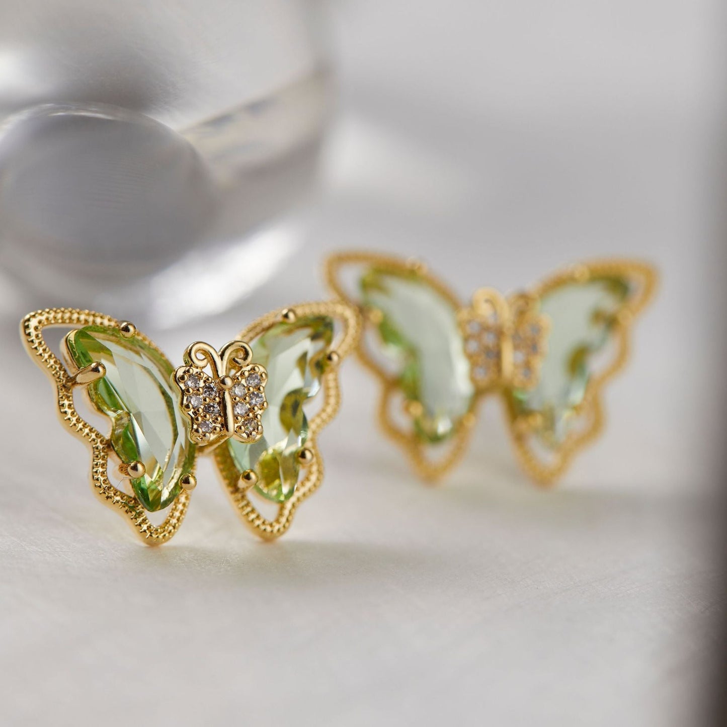 Peridot Butterfly Earrings