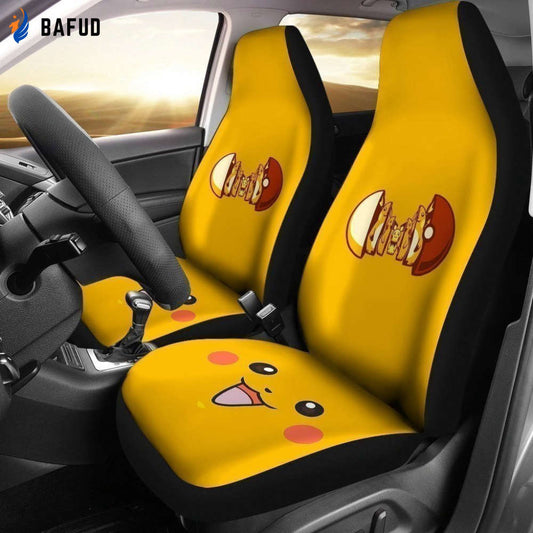 Pikachu Pokeball Car Seat Covers For Fan Gifts - Bafud