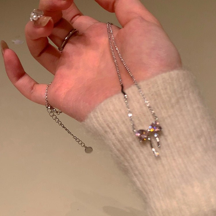 Pink Bow Necklace