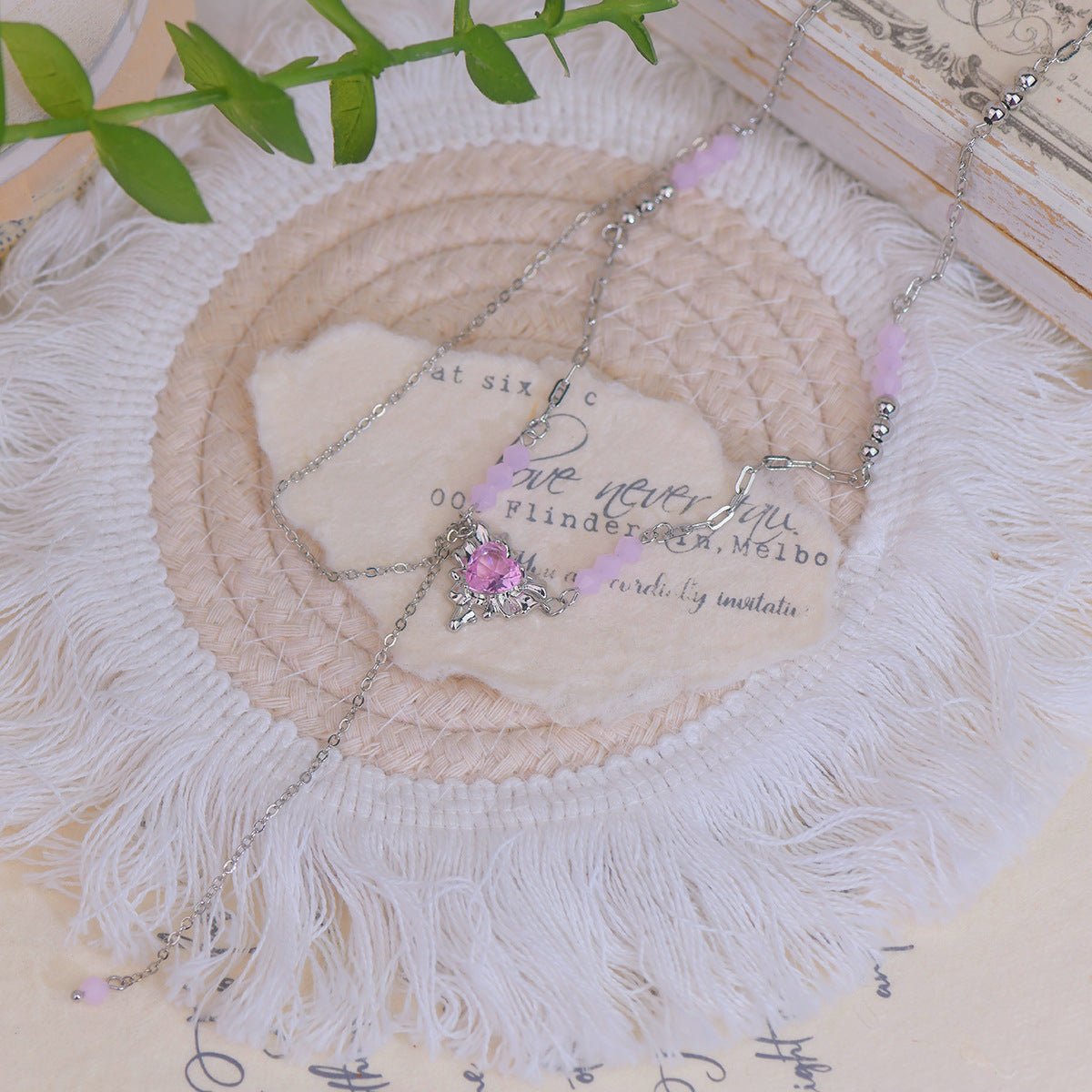 Pink Heart Necklace - Athena