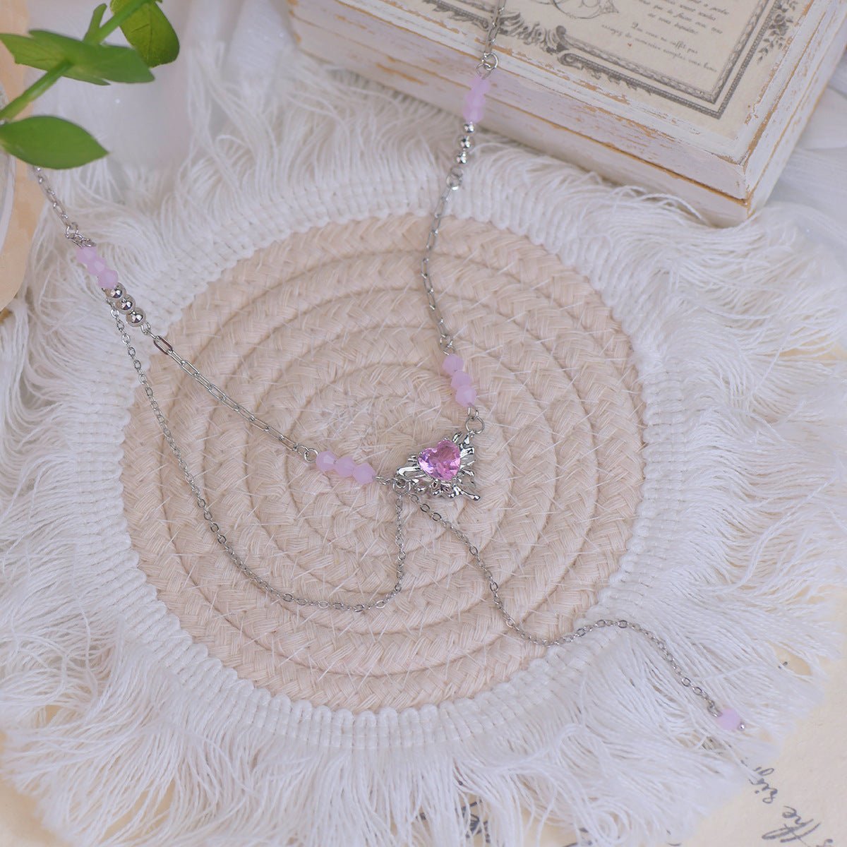 Pink Heart Necklace - Athena