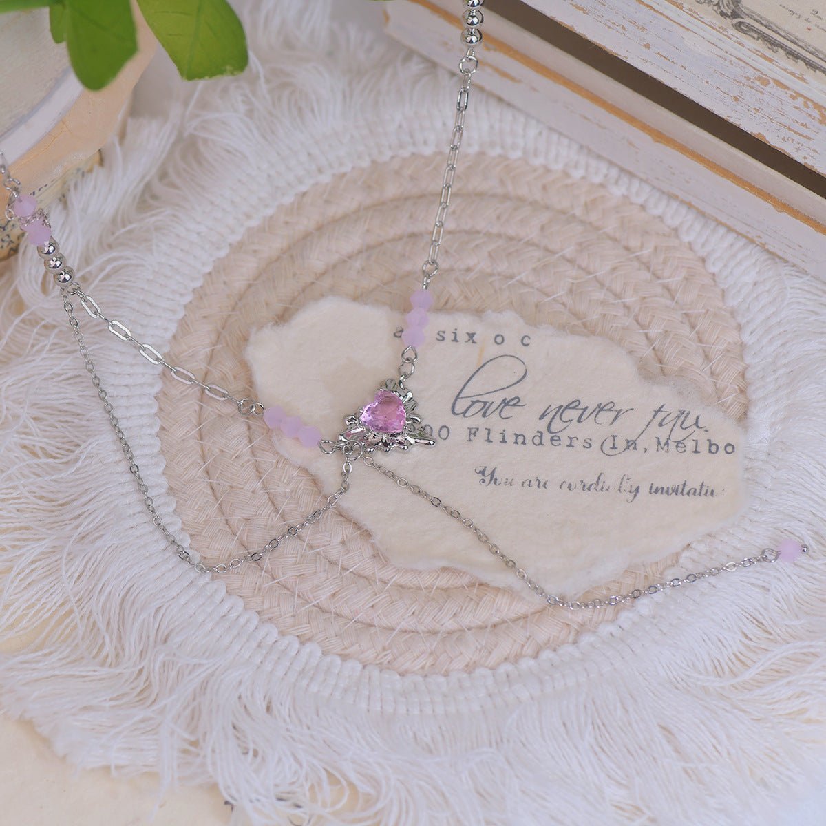 Pink Heart Necklace - Athena