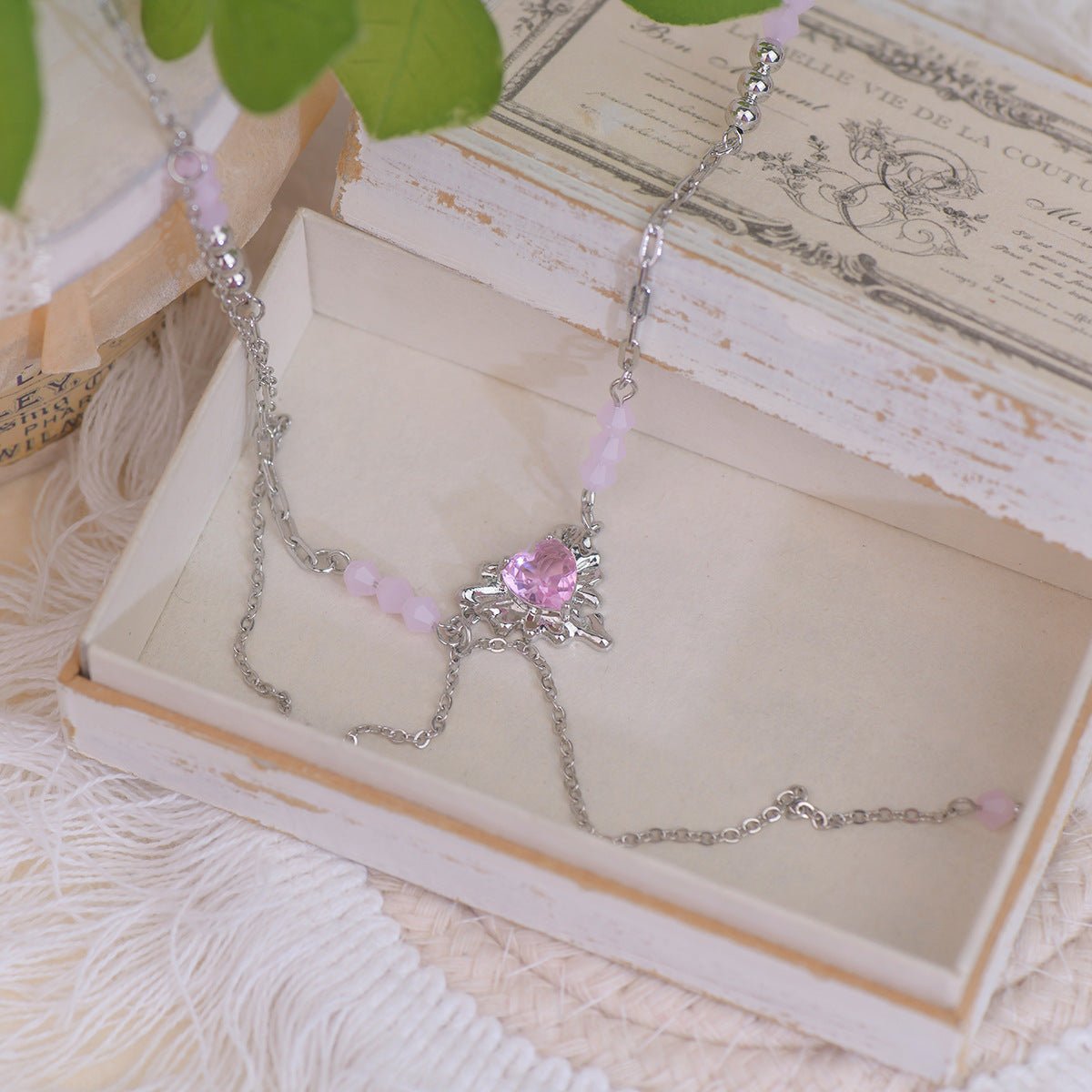 Pink Heart Necklace - Athena