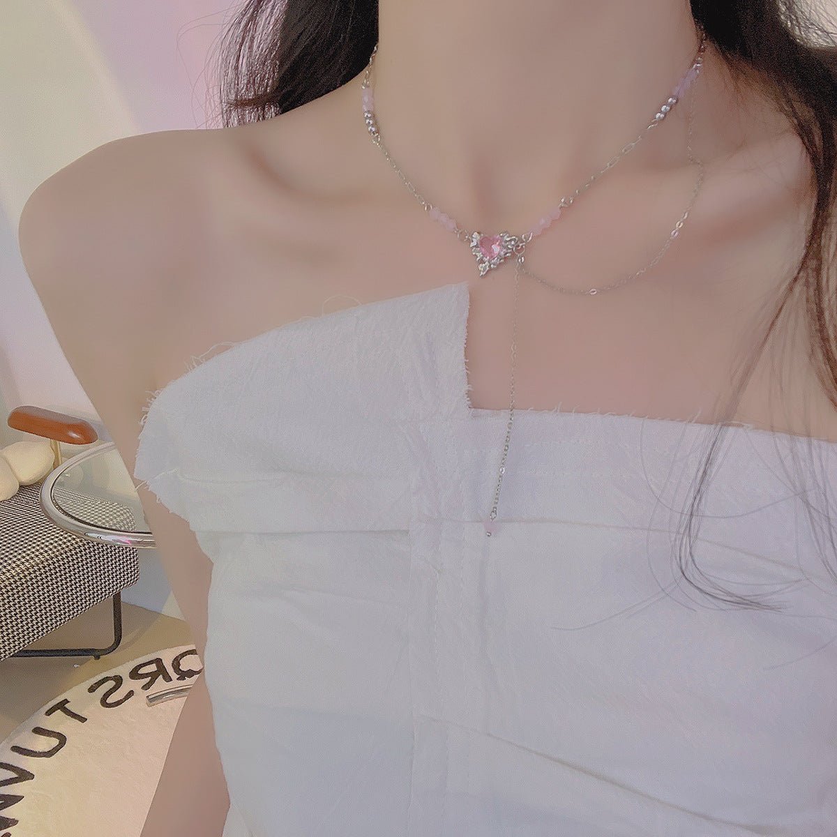 Pink Heart Necklace - Athena