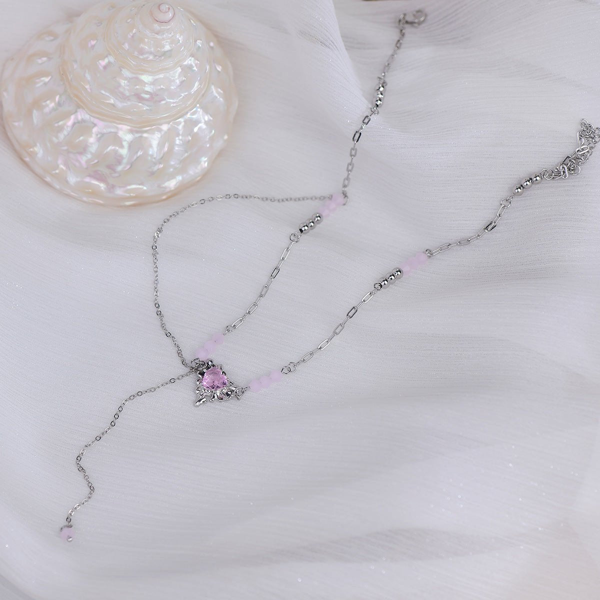 Pink Heart Necklace - Athena