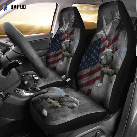 Pit Bull Car Seat Covers For Fan Gifts Custom American Flag Car Accessories - Bafud