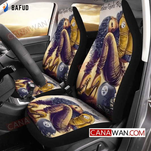 Pittsburgh Steelers Girl Rock Universal Fit Car Seat Covers For Fan Gifts Gift For Fan - Bafud