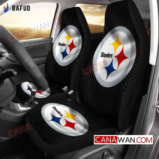 Pittsburgh Steelers Logo Print Pattern v143 Universal Fit Car Seat Covers For Fan Gifts Gift For Fan - Bafud