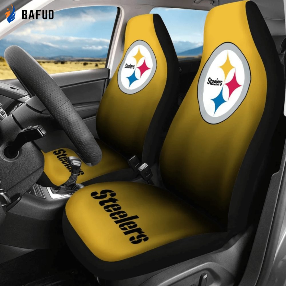 Pittsburgh Steelers Logo Print Pattern v2 Universal Fit Car Seat Covers For Fan Gifts Gift For Fan - Bafud