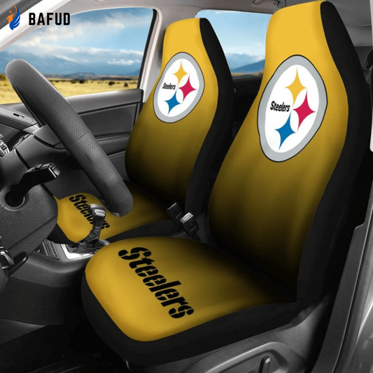 Pittsburgh Steelers Logo Print Pattern v2 Universal Fit Car Seat Covers For Fan Gifts Gift For Fan - Bafud