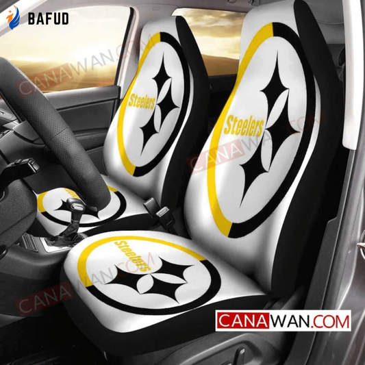 Pittsburgh Steelers Logo Print Pattern v73 Universal Fit Car Seat Covers For Fan Gifts Gift For Fan - Bafud
