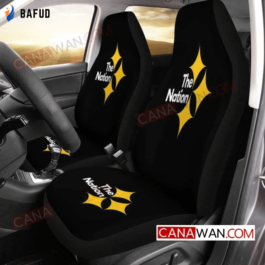 Pittsburgh Steelers Nation v2 Universal Fit Car Seat Covers For Fan Gifts Gift For Fan - Bafud