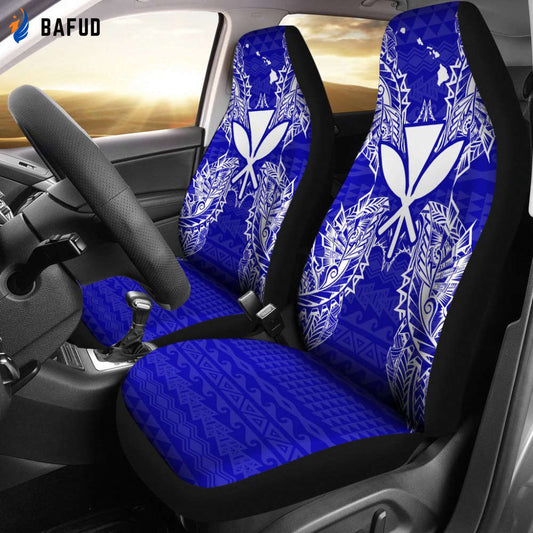 Polynesian Hawaii Blue Car Seat Covers For Fan Gifts - Bafud