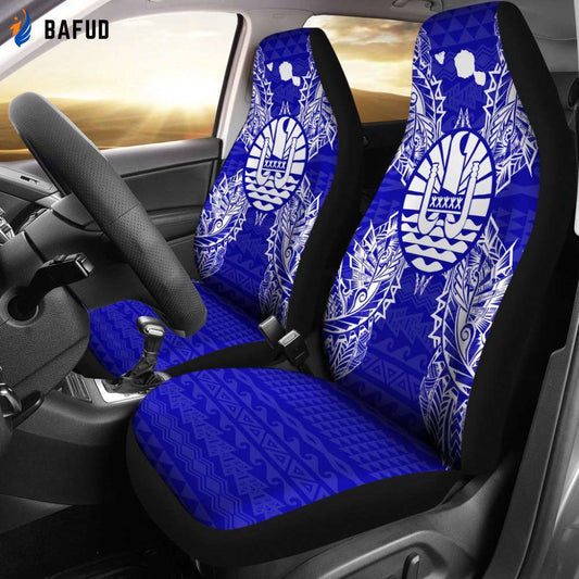 Polynesian Tahiti Blue Car Seat Covers For Fan Gifts - Bafud