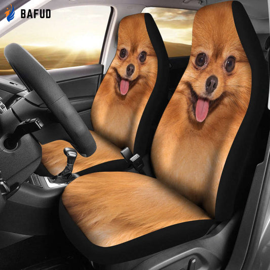 Pomeranian Dog Car Seat Covers For Fan Gifts Funny Face - Bafud