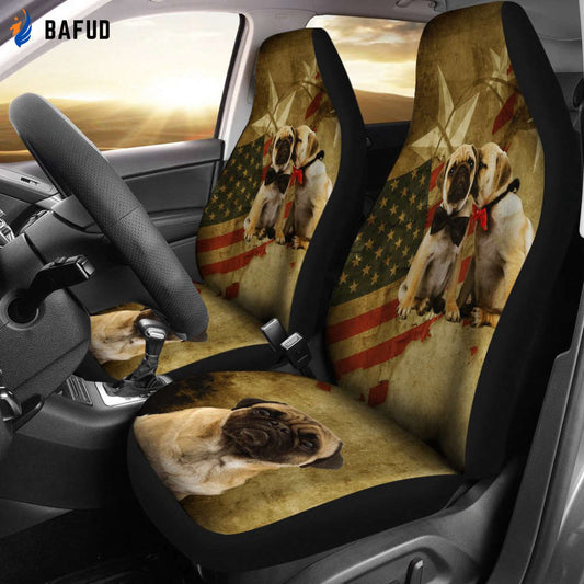 Pugs American Flag Car Seat Covers For Fan Gifts Cute - Bafud