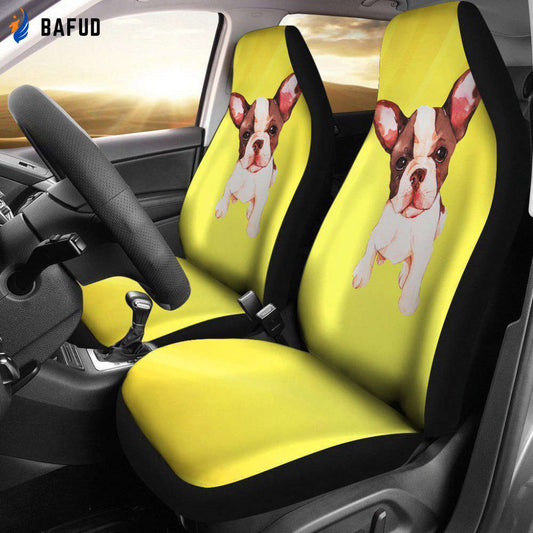 Puppy French Bulldog Car Seat Covers For Fan Gifts Yellow - Bafud