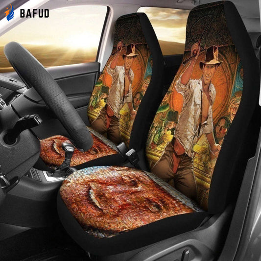 Raiders The Lost ARK Indiana Jones Car Seat Covers For Fan Gifts - Bafud