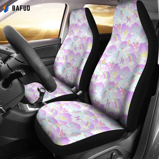 Rainbow Unicorn Car Seat Covers For Fan Gifts - Bafud