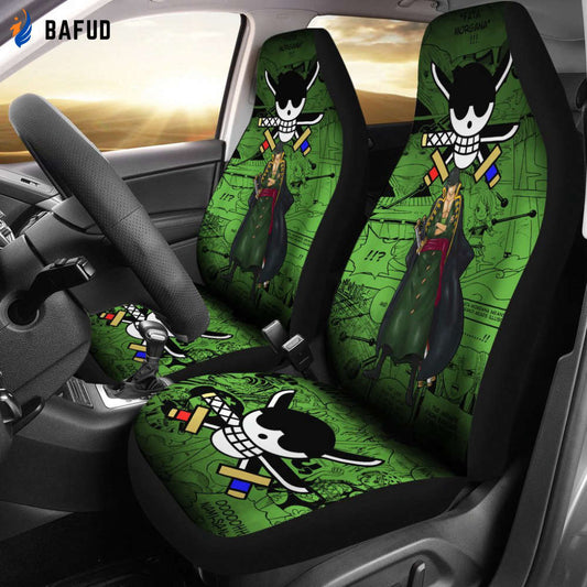 Roronoa Zoro One Piece Car Seat Covers For Fan Gifts Anime Mixed Manga Green - Bafud