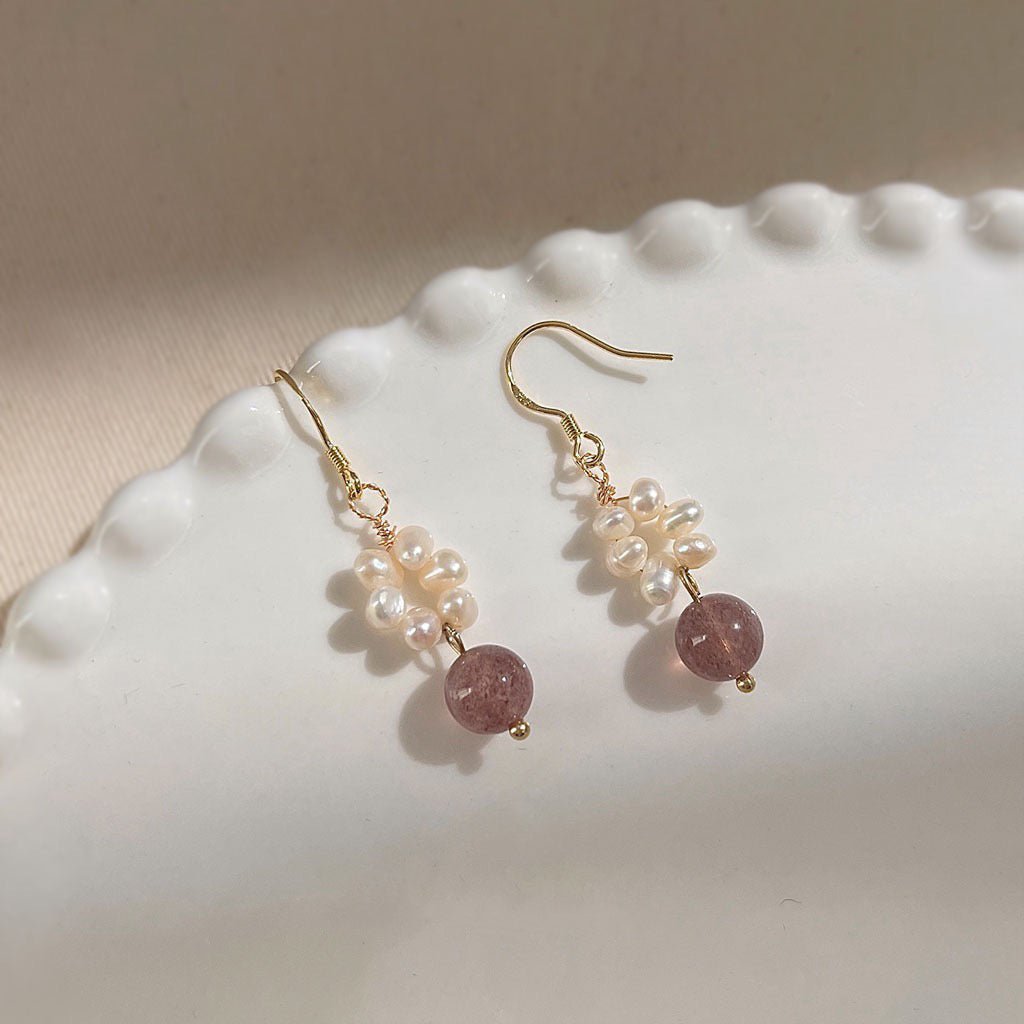 Rose Quartz Pearl Earrings