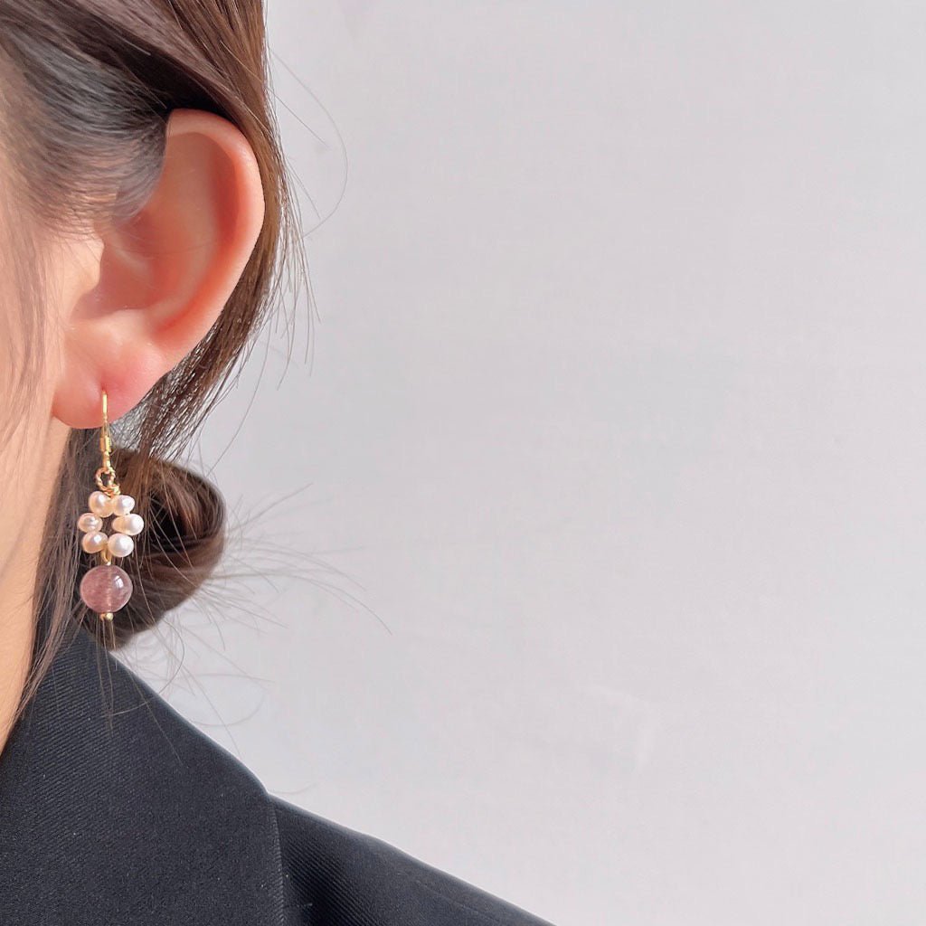 Rose Quartz Pearl Earrings