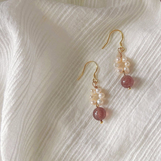 Rose Quartz Pearl Earrings