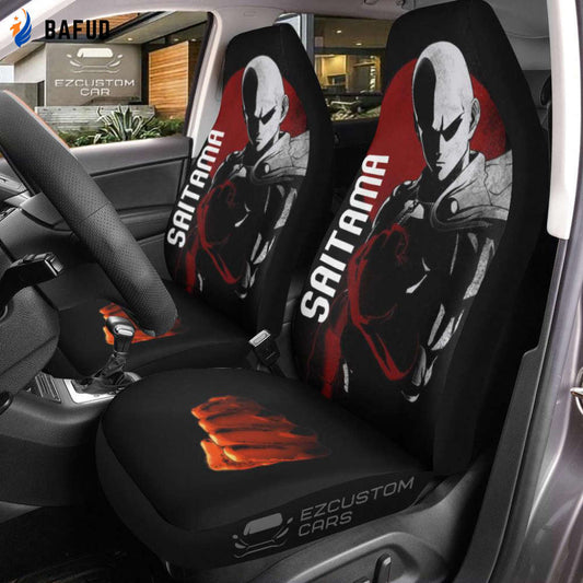 Saitama Car Seat Covers For Fan Gifts Custom Anime One Punch Man Car Accessories - Bafud