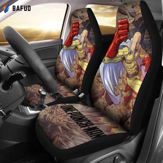 Saitama Power One Punch Man Anime Car Seat Covers For Fan Gifts LT03 - Bafud
