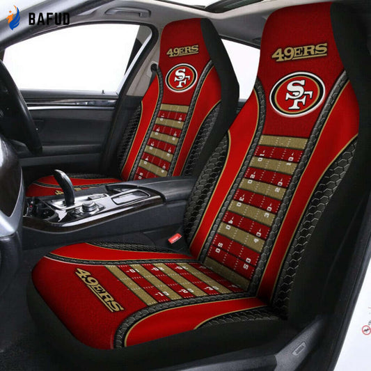 San Francisco 49ers Leather Car Seat Covers for Fan Gifts CH - Bafud