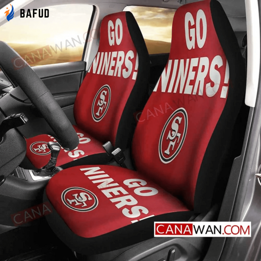 San Francisco 49ers Logo Pattern v16 Universal Fit Car Seat Covers For Fan Gifts Gift For Fan - Bafud